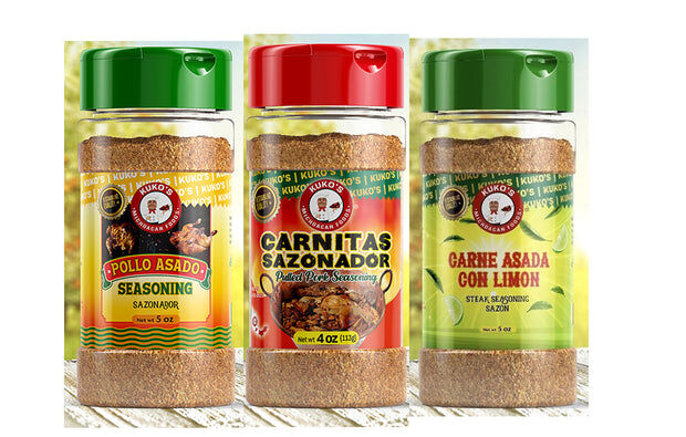 Seasoning Trio, Pollo Asado, Carnitas and Carne Asada con Limon Kuko's M Foods